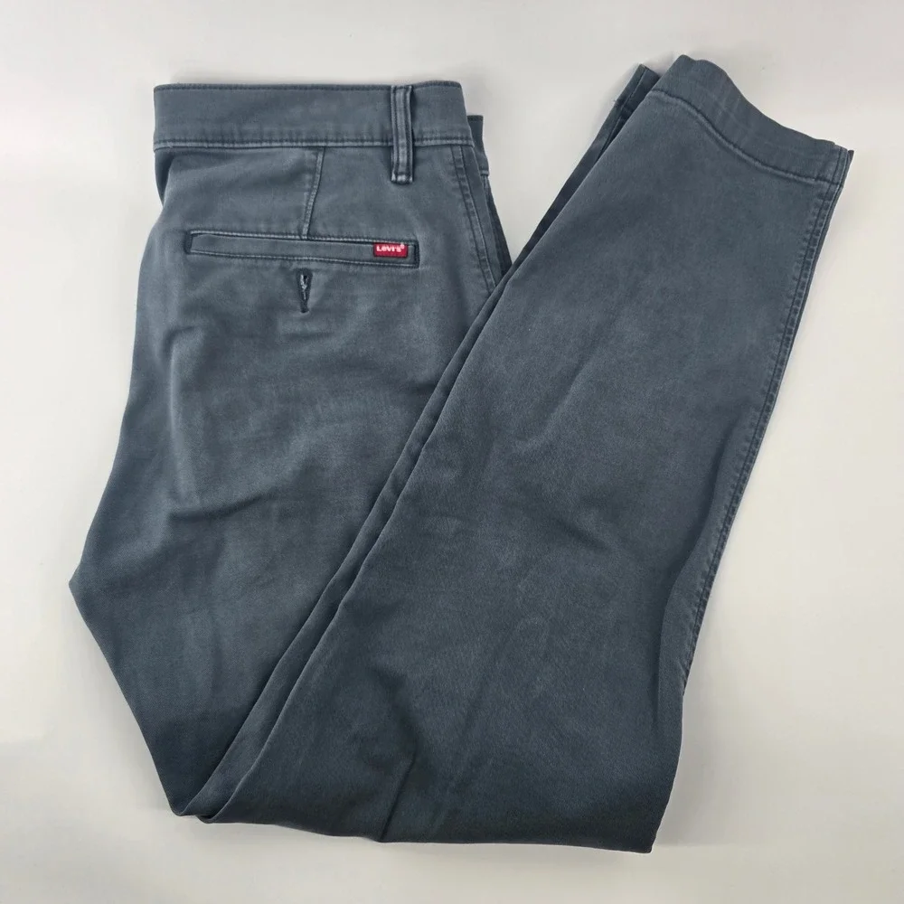 Levis XX Chino Pants Mens 32 Slate Blue Standard Taper Stretch Cotton Trousers